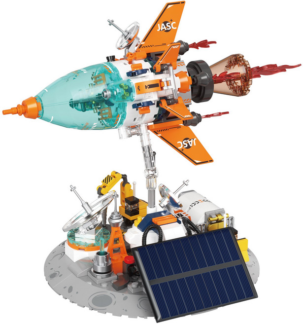 JASC 太陽能火箭積木 太空系列模型 益智拼裝玩具 桌上擺件, 破曉太陽能火箭, 1個