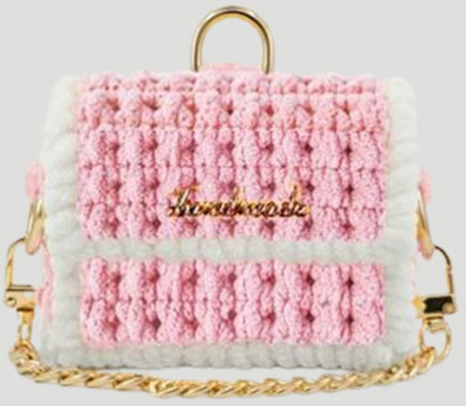 네트공예 DIY 세트 - 큐티백 에어팟 가방 만들기 망스티치 재료_handmade 필기체 골드 팬던트, 1. P-02 라이트 핑크, 1세트