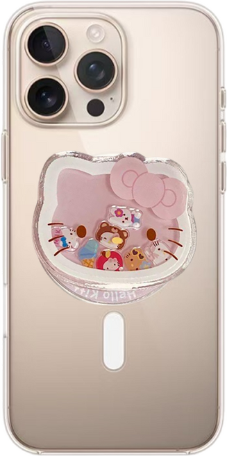 BuyChoo 알록달록 캣 캐릭터 그립톡 거치대, 1개, 핑크