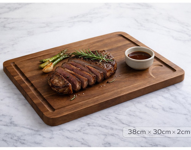 BLK-001 티크 원목 주스 그루브 도마 플레이팅 양면도마, 1개