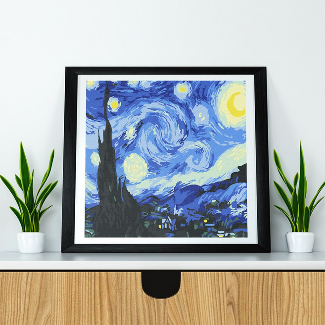 플레이어바웃 DIY 명화그리기 유화 그림 20 x 20 cm, 별이 빛나는 밤에, 1개