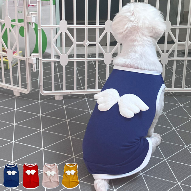 반려동물 강아지옷 화이트엔젤 티셔츠, 1개, 핑크