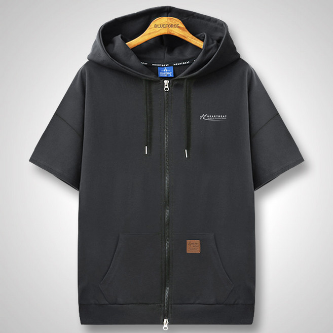 하트비트 블루포스 베럿티 반팔 지퍼 포켓 캐주얼 후드집업
