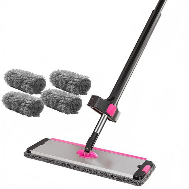 콜콜러브 노터치 슬라이드 밀대걸레+셔닐재질 리필 걸레 4장 세트, 1개