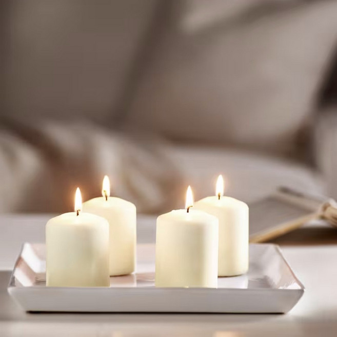 이케아 HEMSJO 내추럴 양초 4P 감성 향초 아로마 테라피 캔들 왁스 양키캔들 명상 힐링 레스토랑 기념일 프로포즈 장식 티라이트