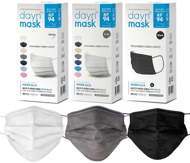 데이앤핏 국산 KF94 덴탈형마스크 대형 특대형 60매 + 60매, 그레이 L 60매