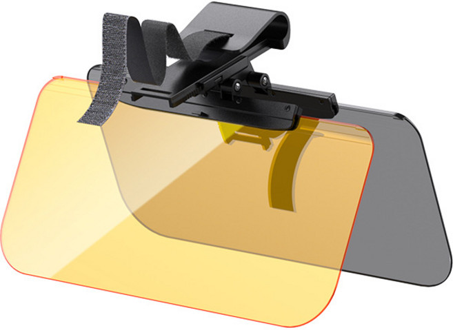 UV차단 슬라이딩 차량용 선바이저 차량용 자외선 차단 썬바이저, 짙은 색+황색-주야 겸용, 1개