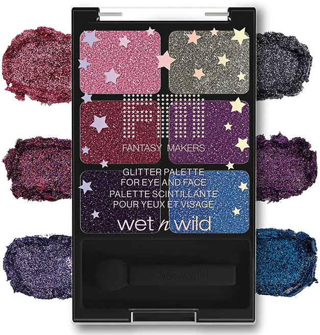 Wet n wild Fantasy Makers 글리터 아이섀도우 팔레트 오래 지속되는 반짝이는 광택 크리미 텍스처 6가지 보완적인 색조 동물 실험 없음 - 레스트 인 핑, Rest in Pink
