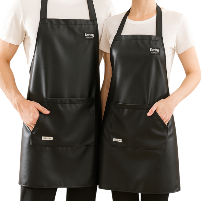 데이유어 완벽방수 주방 카페 업소용 가죽 앞치마, 1개, 블랙