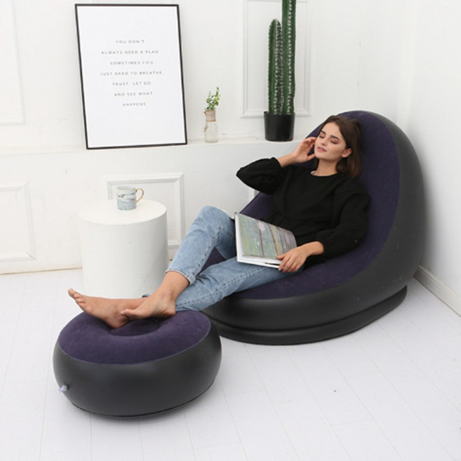 바람넣는 1인용쇼파 공기주입빈백 실내휴식 접이식에어소파, 에어쇼파 퍼플