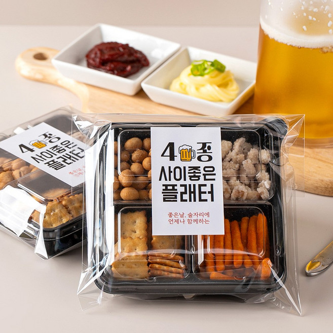 사이좋은 마른안주 맥주플래터 4종 세트 A 맥주안주 여행 노래방 호프집 기본안주, 1개