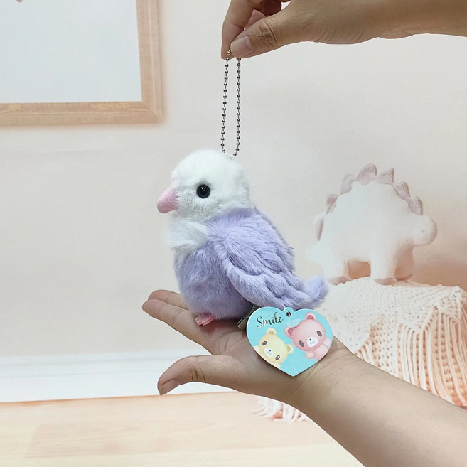헤일리마켓 앵무새 키링 새인형 봉제인형 가방꾸미기 백참 열쇠고리 에어팟 장식, 퍼플, 1개
