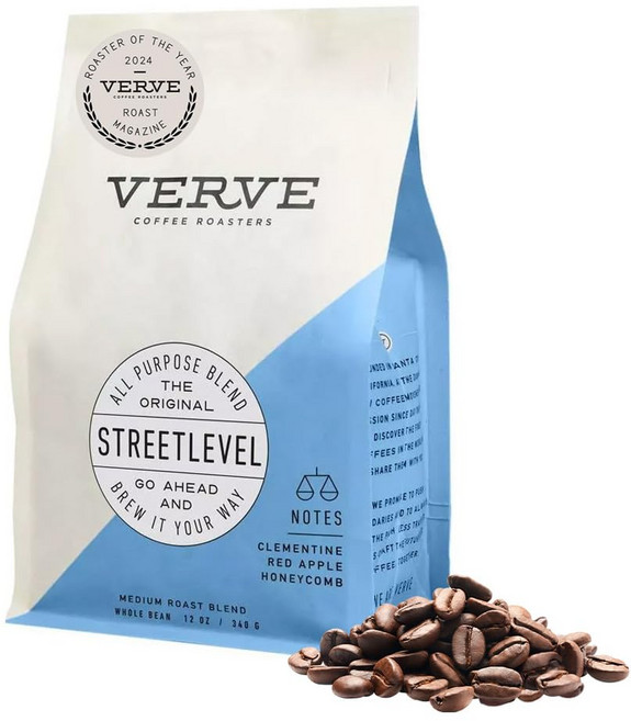 버브 커피 로스터스 홀빈 커피 스트리트레벨 블렌드 | 미디엄 Verve Coffee Roasters | Streetlevel Whole Bean Coffee | Flagship L, 1개, 340g, 홀빈(분쇄안함)