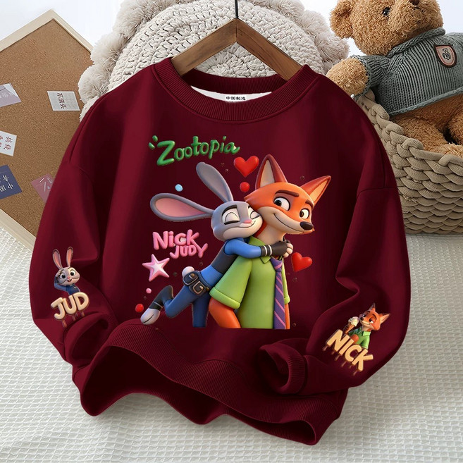 주토피아 겨울 초중대 남녀 아동 후드 루즈핏