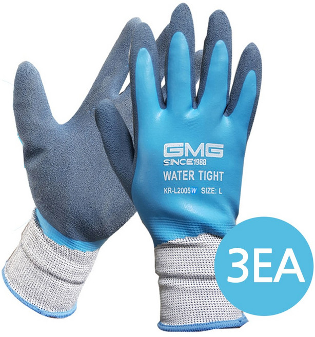 GMG 윈터 겨울용 방수장갑/방한장갑 원예 낚시 정비 작업용장갑, 3개, L 블루(2005W 겨울용)