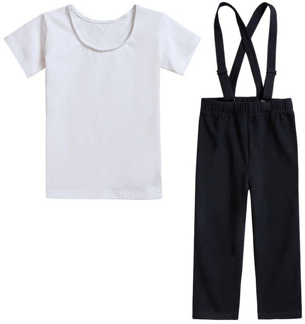 베베샤 남아발레복 상의+하의 반팔티 멜빵 칠부바지 발레복세트