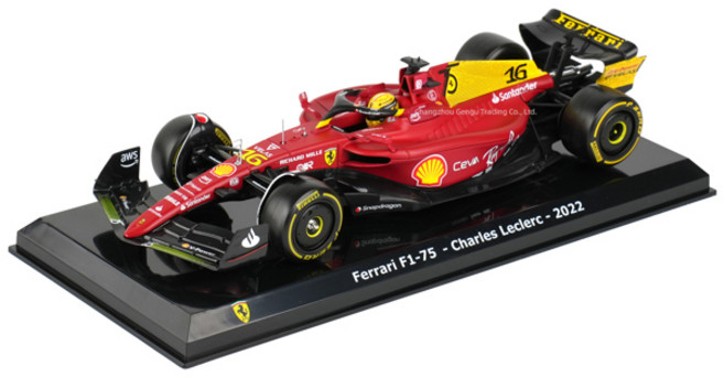 Bburago 124 페라리 F1-75 F1 Raing 아부다비 그랑프리 2022 Charles Leclerc 포뮬러 카 정적 다이캐스트 합금 모델, [01] 1-24 2022 F1-75 16M