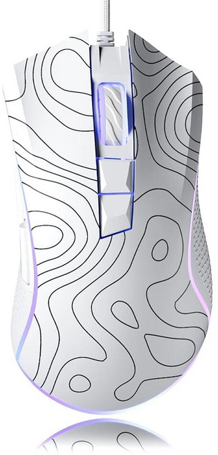 XVX G705 유선 게이밍 마우스 12000 DPI RGB 게이밍 마우스 12가지 백라이트 모드 및 7개의 매크로 버튼 PC 게이밍 마우스 DIY 키바인딩 지원 노트, 지형