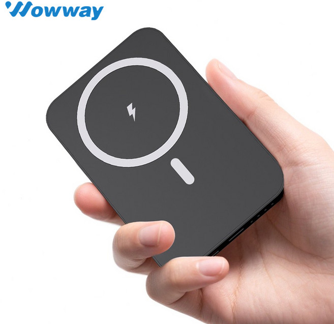 WOWWAY 맥세이프 호환 보조배터리10000mAh 대용량 초고속충전 PD+QC 3.0 기내용 C타입 무선 보조밧데리, 1개, 블랙
