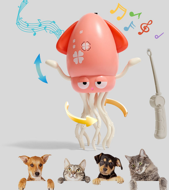 움직이는 낙지 춤추는 오징어 자동장난감 USB 충전식, 핑크색, 1세트