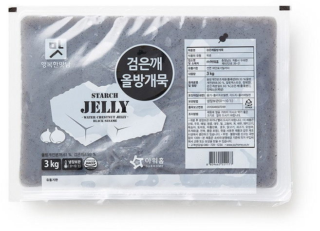 냉장 아워홈 행복한맛남 검은깨올방개묵 3kg, 1개