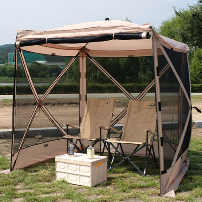 BANFF 원터치 사각 쉘터 대형 패밀리텐트 베이지, 단품, 단품