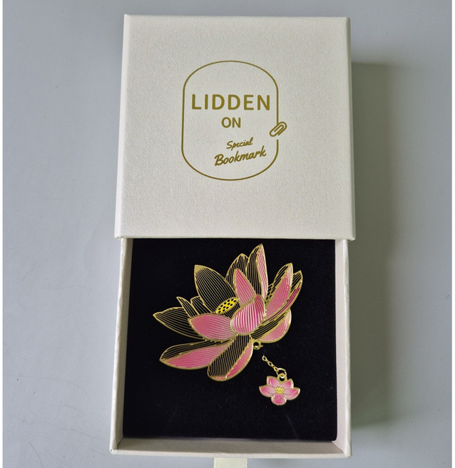 리든온 카네이션 북마크 선물상자 감사카드증정 연꽃 금장책갈피, 금장핑크연꽃, 1개