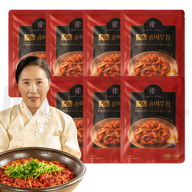 [TV홈쇼핑정품 인포벨]군산 명물 군산집 조선옥 명인 홍어 무침 손질 뼈제거 남도 미나리 양념 무침 반찬, 7개, 120g