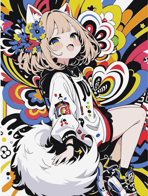 코지하루 DIY 그림그리기 캔버스 취미미술 컬러 일러스트 레트로, 1개, 팝아트 소녀C 30x40 (B915)