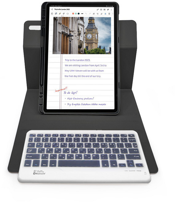 갤럭시탭S9 S9+ S9 FE 플러스 호환 콤비 360회전 블루투스 키보드 세로거치 S펜수납 케이스, 블랙, 1개