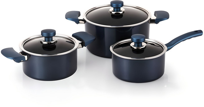 해피콜 클래식 다이아몬드 냄비세트 3개, 혼합색상, 냄비 3종, 1세트