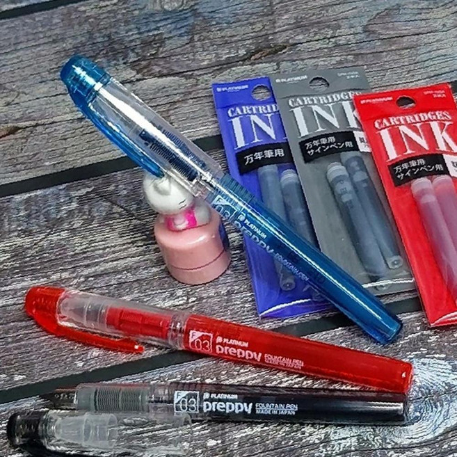 플래티넘 프레피 만년필 0.3mm F촉+카트리지(2본입) OC_0204TG, 본상품선택, 블랙 Set, 본상품선택