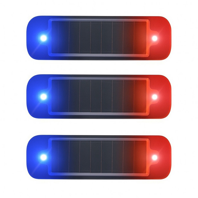 태양광 충전 LED 라이트 추돌방지 후미등 경고등 헬멧, 블루+레드