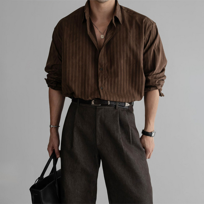 style dr 남성용 셔츠 긴팔 셔츠 사계절 캐주얼 셔츠 어깨넓어보이는 고급 남자셔츠