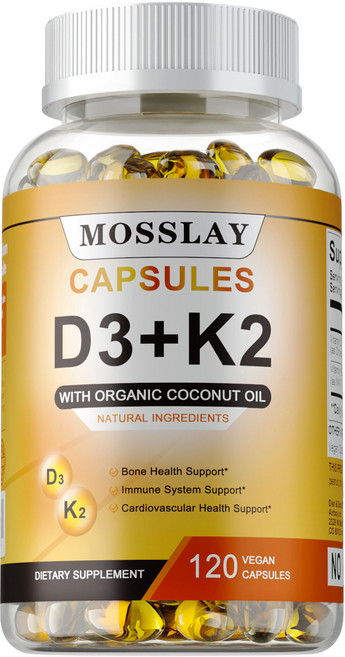 MOSSLAY D3+K2 CAPSULES 有機椰子油 骨骼健康 免疫系統支持 心血管健康 支持, 120g, 1個