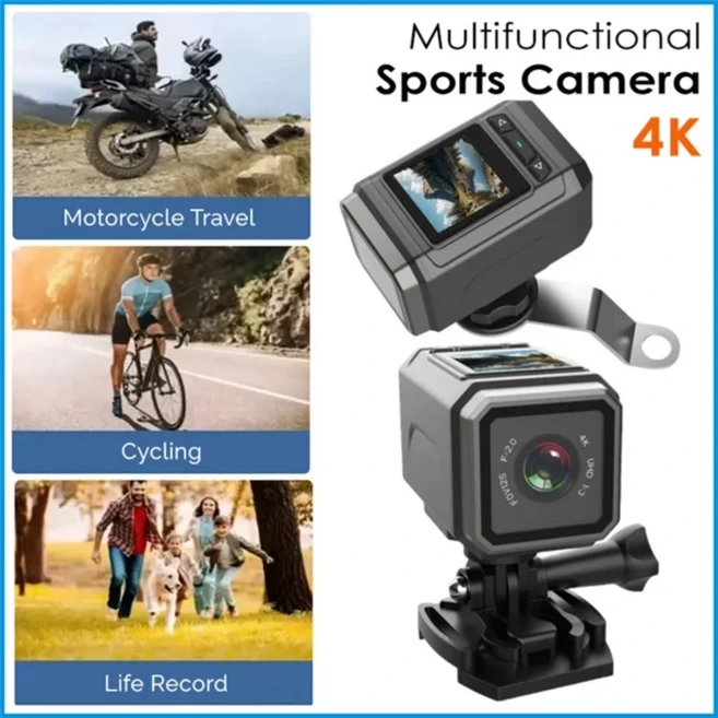 A33T-Wifi 4K 울트라 HD LCD 화면 방수 스포츠 카메라 오토바이 캠 자전거 사이클링 라이딩 레코더, 01 Black