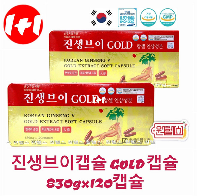 진생브이골드 인삼캅셀 인삼캡슐 120캡슐 40일분, 120정, 2개