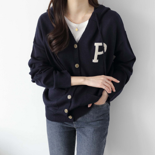 제니트 여성용 루즈핏 루콘 후드 포켓 단추 가디건 g1226