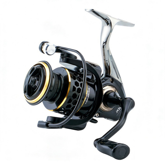 Huidiao 범용 스피닝릴 1000-7000 시리즈 5.2:1 기어비 헤비듀티 낚시릴 최대 12kg 드래그 금속 스풀/핸들/풋 민물 및 바닷물 겸용, 블랙, JK1000