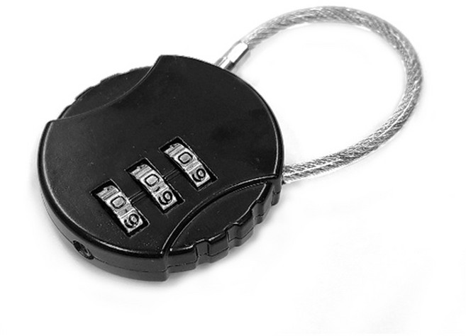와이어 로프 원형 번호키 자물쇠 길이 8cm 캐리어 가방 문 캐비넷 자전거 헬멧 잠금, 1개, FN506.와이어로프 원형번호키 자물쇠 8cm