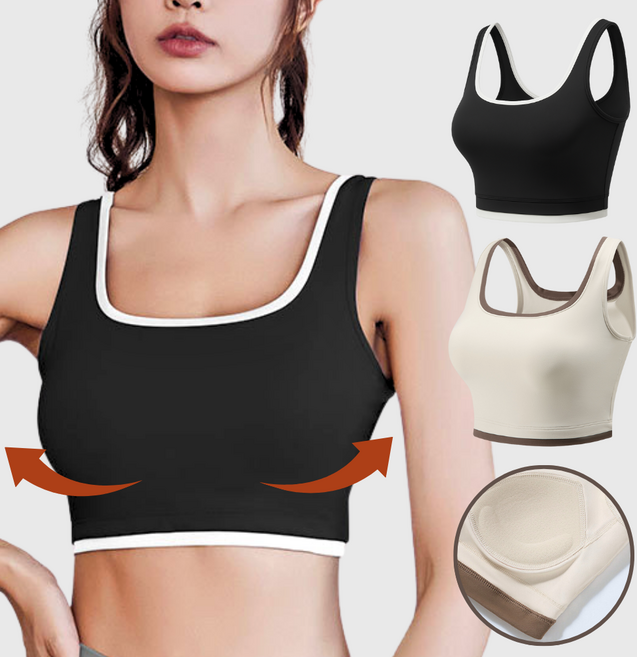 프롬무드핏 밀착 레이어드 스포츠 브라 패드 일체형