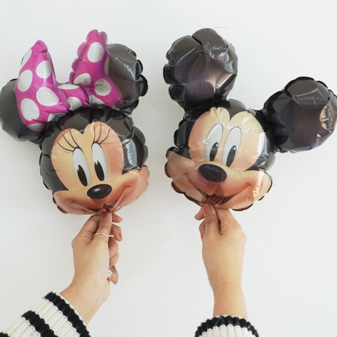 공룡 뽀로로 미키 미니 마우스 핑크퐁 아기상어 은박 막대 풍선 9종 스냅 촬영 소품 [평점상위], 1개, 미키마우스 미니