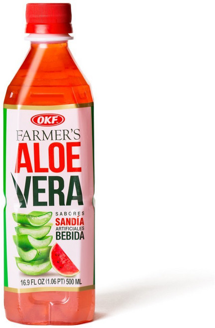 OKF 알로에 베라 수박 음료 479.3ml (3개 묶음) OKF Aloe Vera Watermelon Drink 16.9 Ounce (3 Pack), 1개, 500ml