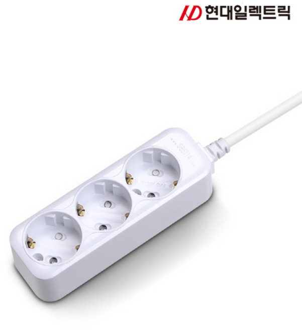 현대일렉트릭 하이탭 3구 16A 일반 멀티탭 (3m), 1개