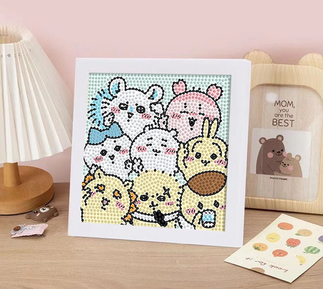 吉伊卡娃 鑽石畫 鑽石貼畫 diy 裝飾畫 幼稚園 公主 狗 貓, 1個, 吉F03(含框)