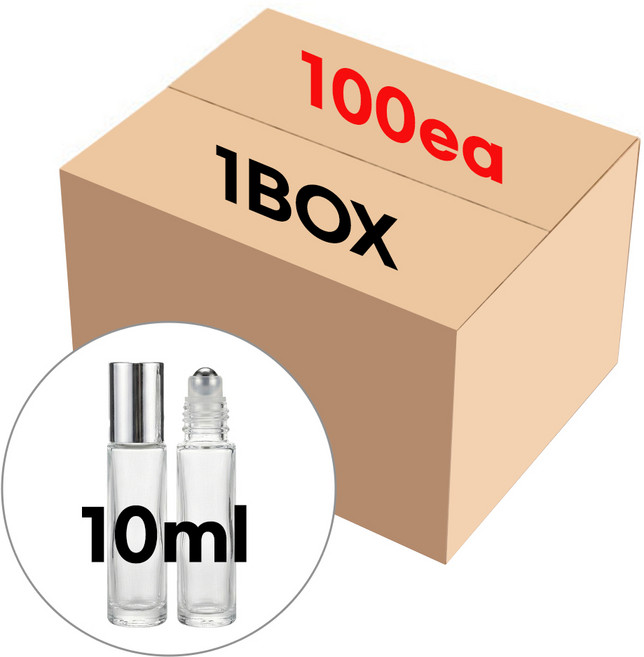 롤온 두꺼운 실버캡 투명 10ml (1BOX 100개) 향수용기 공병 블랙 뚜껑 도톰한용기