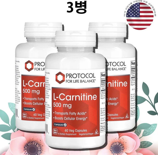 Protocol for Life Balance L-카르니틴 500mg L-Carnitine, 3개, 60정 - 쿠팡