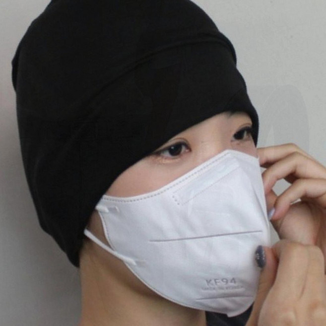 두피자극 없는 항암비니 신축성 블랙 면소재 수면용 헤어캡 환자용 항암두건