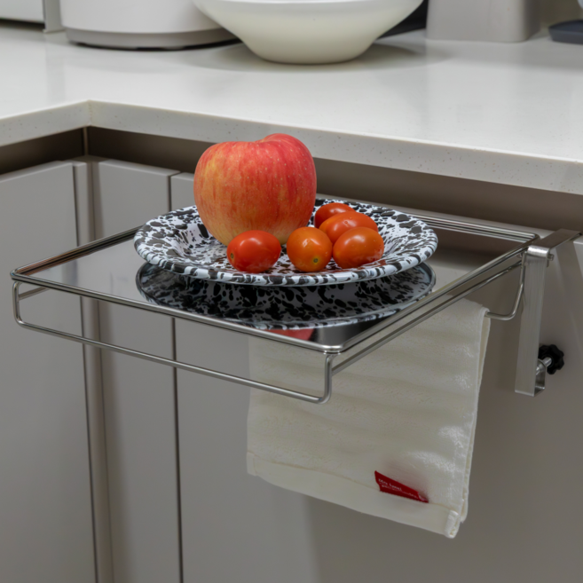 살림결 올스텐 주방 보조 접이식 선반, 실버, 1개