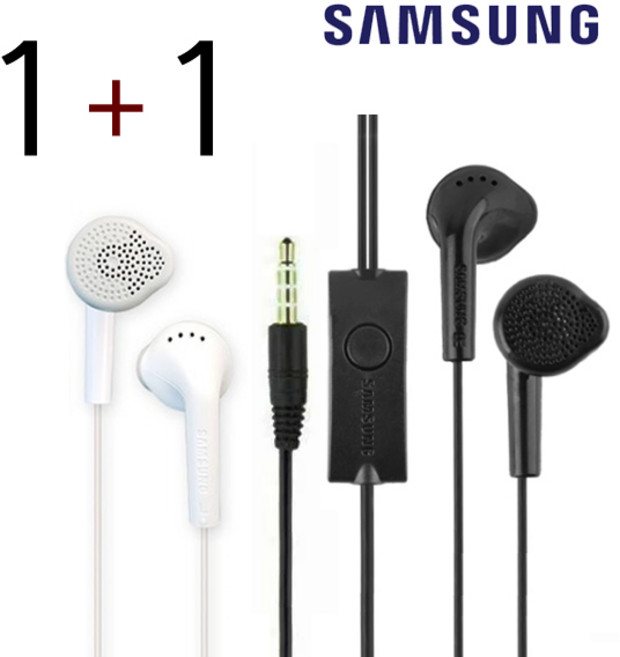 삼성 정품 오픈형 이어폰 1+1 번들이어폰 3.5mm 단자 둥근 이어폰 삼성 구형이어폰 패드 테블릿 대량구매가능, 1, 블랙+화이트